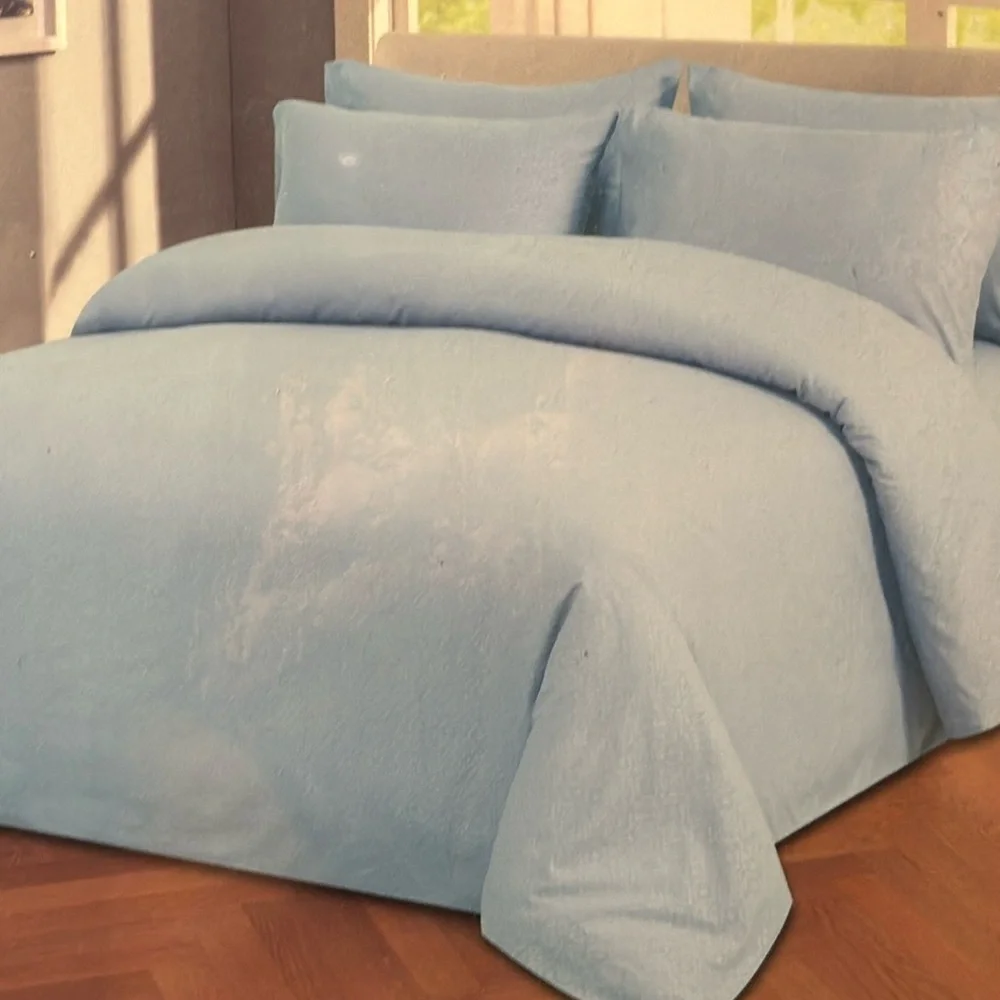 Traditional At Home 6pc Full Sheet Set Sky Blue Diamond embossed